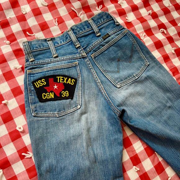 Vintage 70s Wrangler Jeans Flare Light Wash Western Blue‎ Denim // Size 25 - Picture 3 of 8
